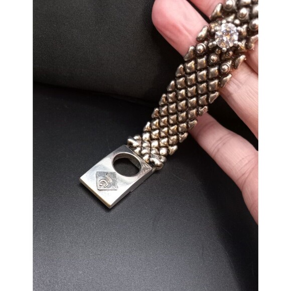 Sergio Gutierrez Liquid Metal Silver Mesh Cuff Bracelet Signed SG - Picture 11 of 14
